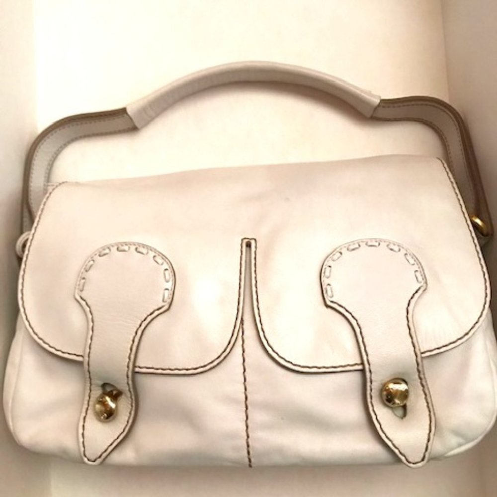 TOD'S White Soft Leather Shoulder Handbag
